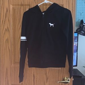 victoria secret pink black zip up sweater